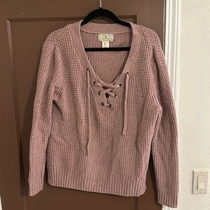 Pink, criss cross front sweater